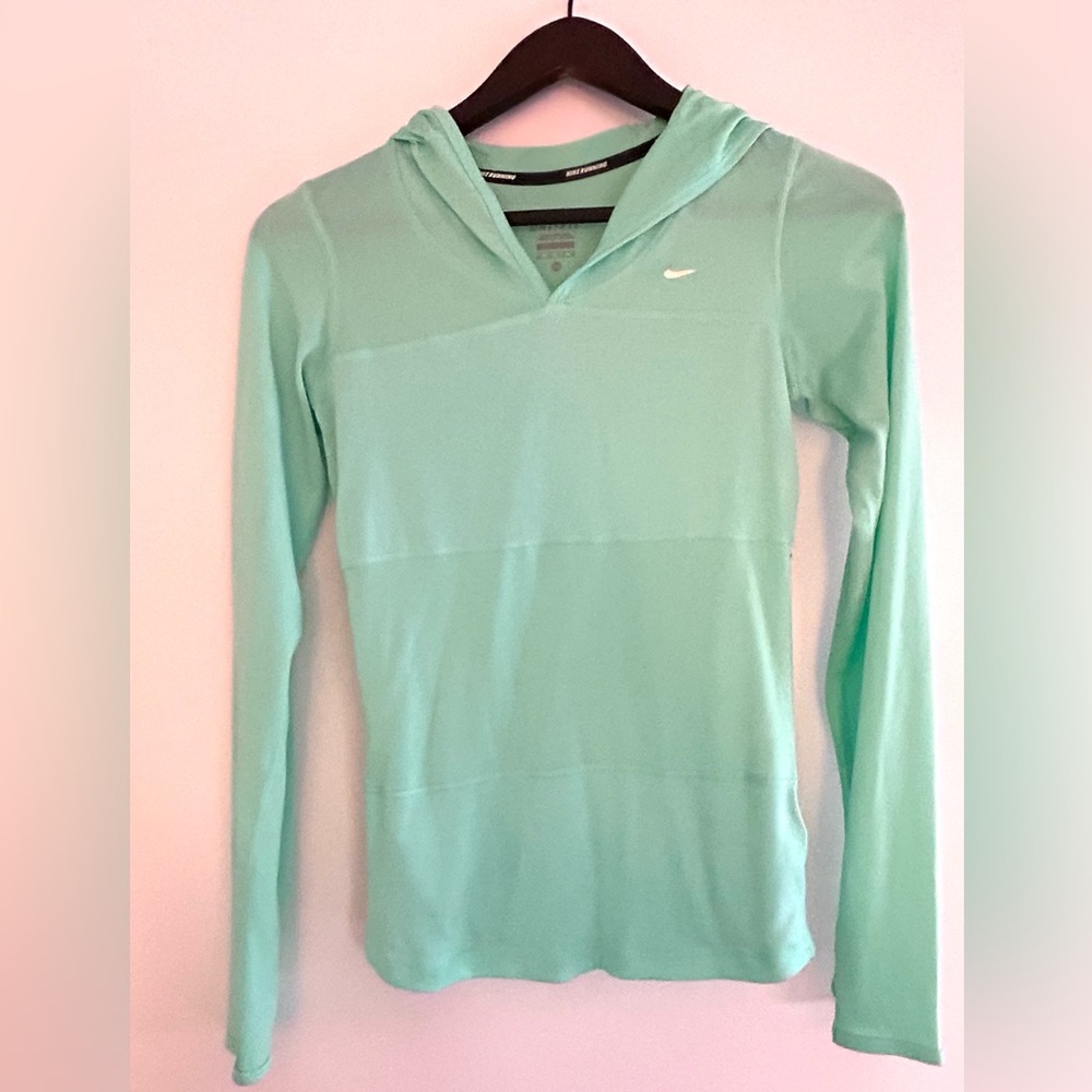 XS Nike dri fit running long sleeve lightweight top aqua color